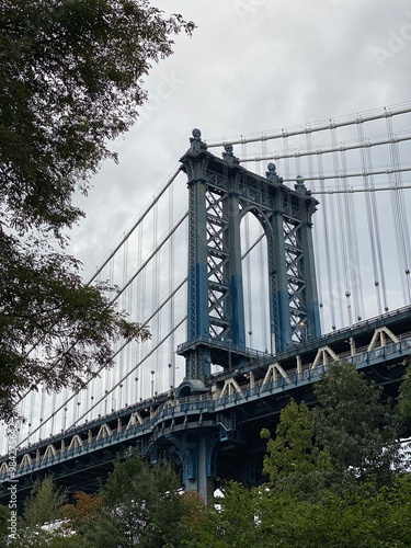 New York City - SEP 13 2023:
The Manhattan Bridge with an awesome wideangle upward view