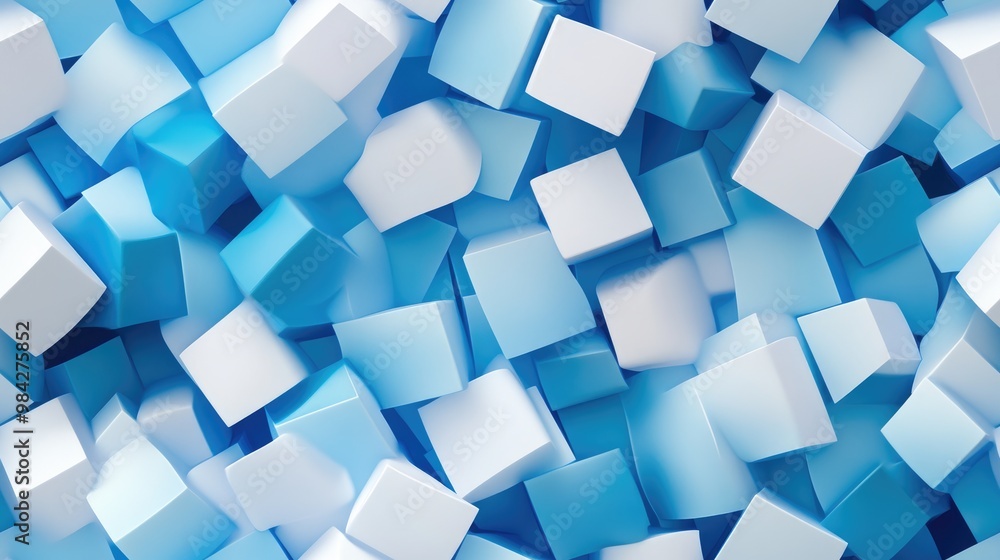 Seamless abstract background featuring unique cube shapes in shades of blue and white 3D illustration Seamless abstract background featuring unique cube shapes in shades of blue and white 3D illustration