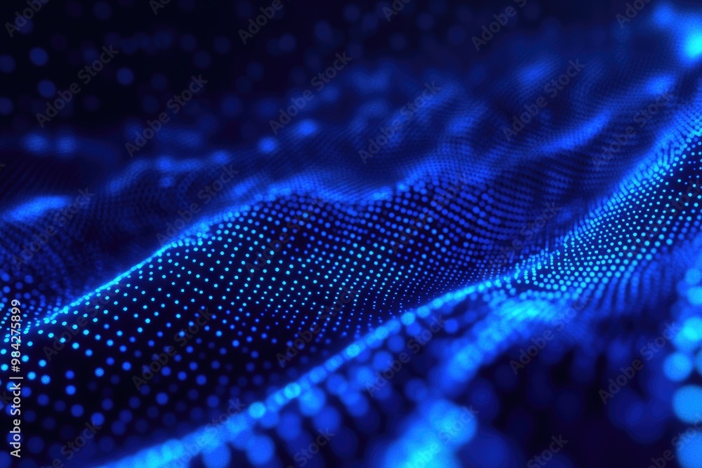 Abstract illustration of vibrant blue blurry dots in a line art style Abstract illustration of vibrant blue blurry dots in a line art style