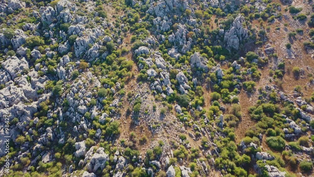 Aerial 4K video from drone to Torcal de Antequera nature reserve in the Sierra del Torcal mountain range. Antequera, Andalusia, Spain Aerial 4K video from drone to Torcal de Antequera nature reserve in the Sierra del Torcal mountain range. Antequera, Andalusia, Spain