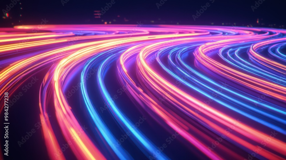 Abstract glowing neon lines creating a dynamic and futuristic visual effect, evoking speed and movement. Abstract glowing neon lines creating a dynamic and futuristic visual effect, evoking speed and movement.