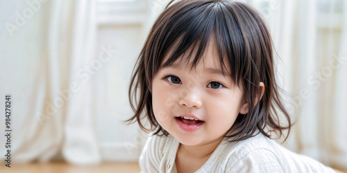 close-up Asian baby girl.