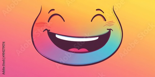 Line art illustration featuring a cheerful cartoon face created with a warm gradient