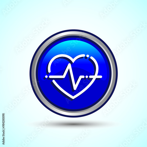 Heartbeat pulse Icon Design Illustration, Icon For Web and mobile application, Round Button Design