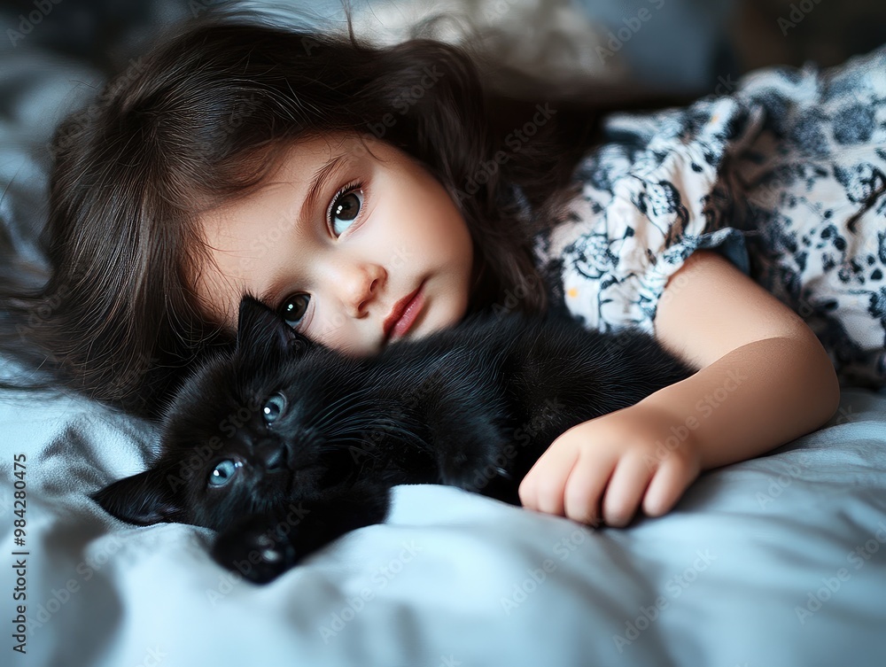 little girl with a cat little girl with a cat