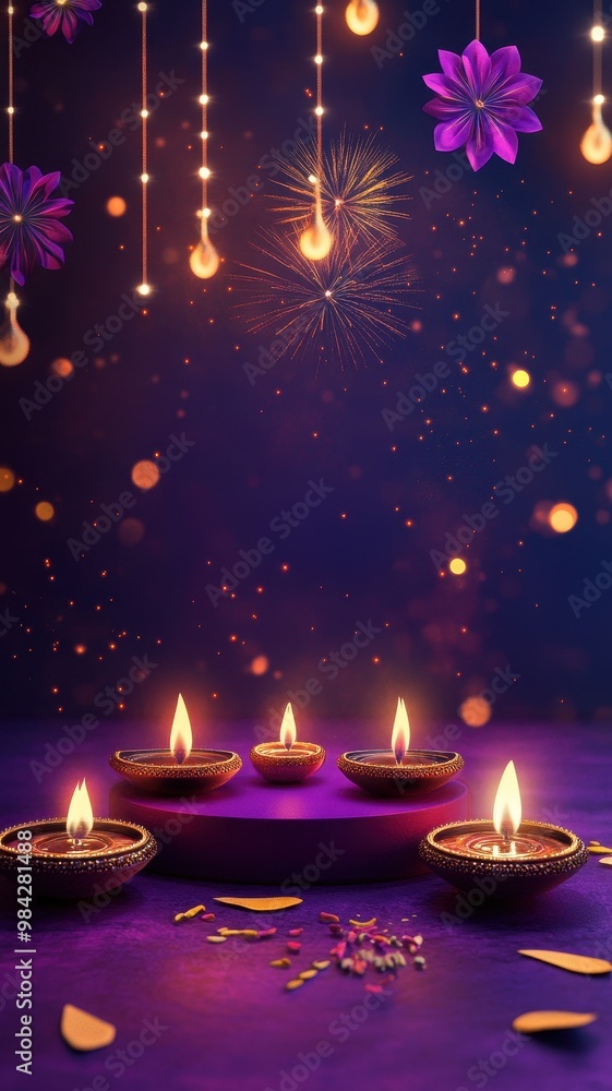 Banner design for diwali festival and podium,Diwali light decoration ...
