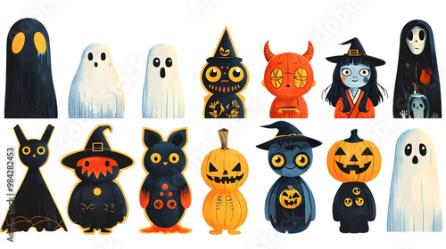 Halloween Characters and Illustrations for Designs