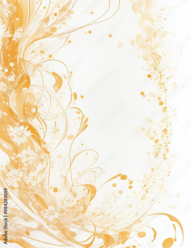 abstract background - abstract golden floral background with flowers - Generative AI abstract background - abstract golden floral background with flowers - Generative AI