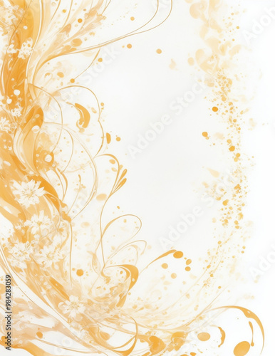 abstract background - abstract golden floral background with flowers - Generative AI