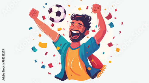Football Fan Flat Vector Illustration