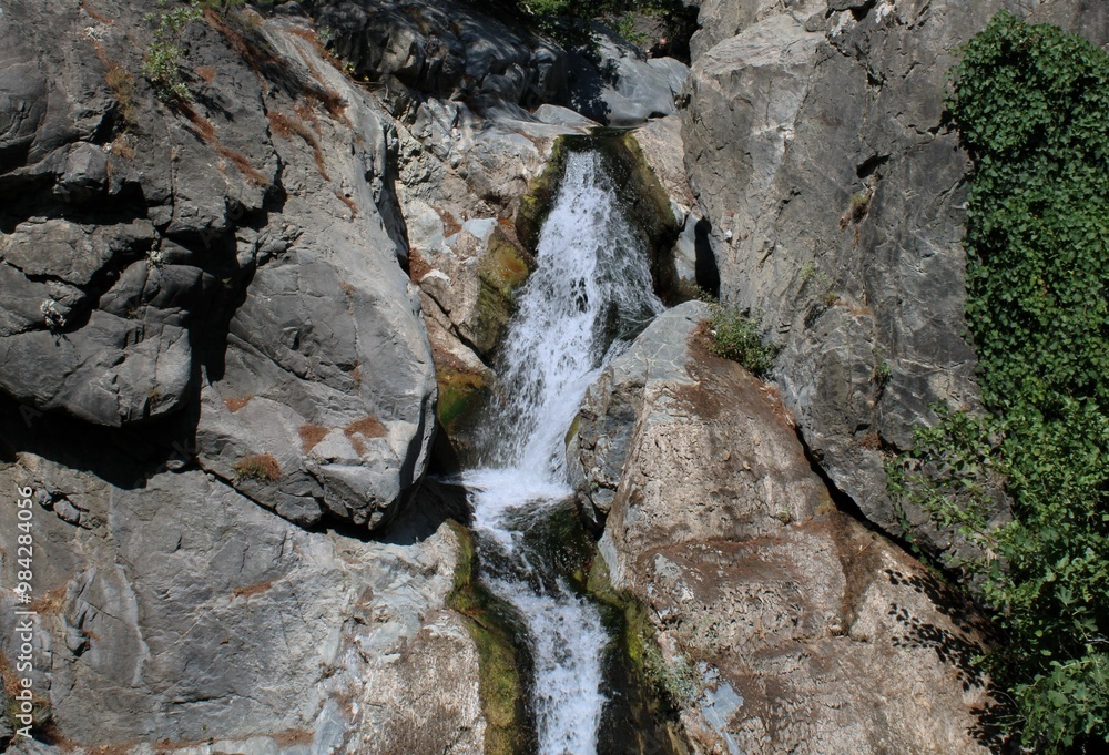 waterfall and rocks waterfall and rocks