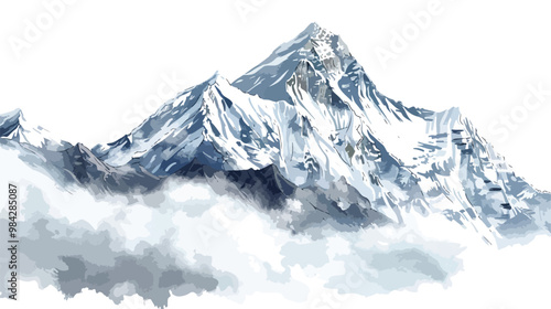 Majestic High Mountains in Cloud - Everest Region, Nepal