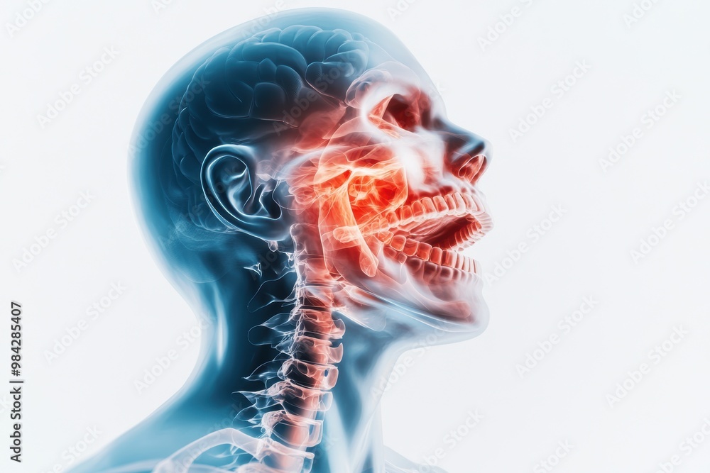 A 3D image illustrating a collapsed airway caused by muscle relaxation during sleep apnea A 3D image illustrating a collapsed airway caused by muscle relaxation during sleep apnea