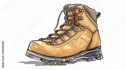 Hiking Boot Camping Equipment Vector Illustration