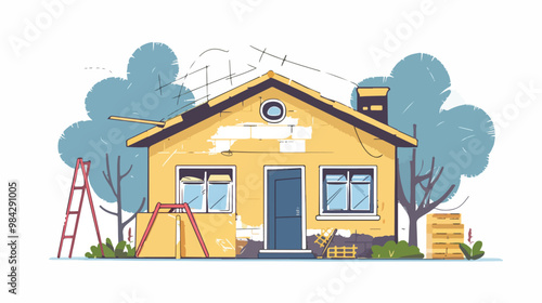 Modern Home Renovation Concept Flat Vector Illustration