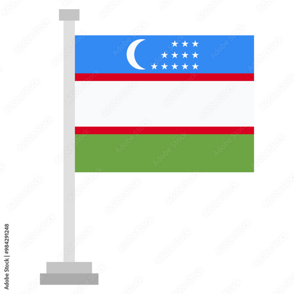 Fototapeta premium Vector Icon for Uzbekistan, country, national, flag, world flag