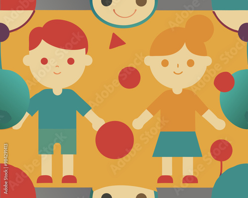 Siblings playing together at home vector stock illustration