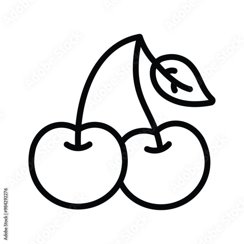 An amazing icon of wild cherries in modern design style, pair of cherries