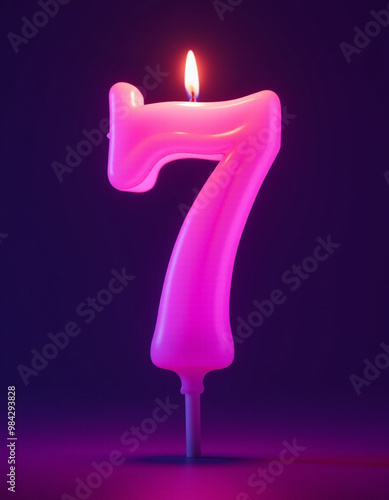 Number 7 in the form of a candle
