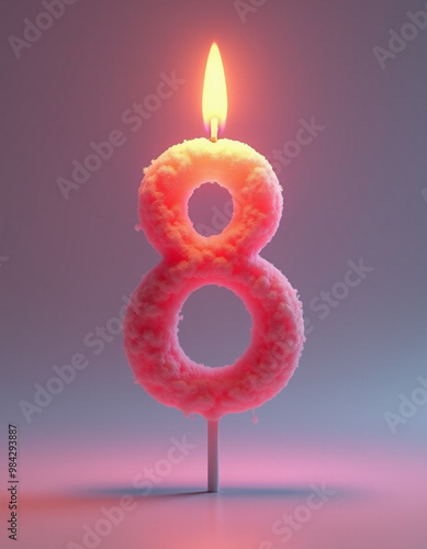 Number 8 in the form of a candle, for the holiday
