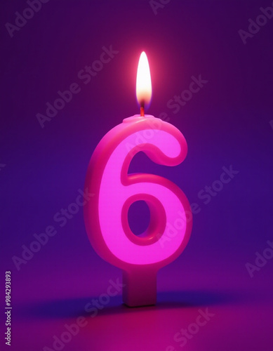 Number 6 in the form of a candle