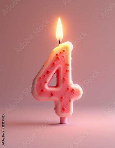 Number 4 in the form of a candle