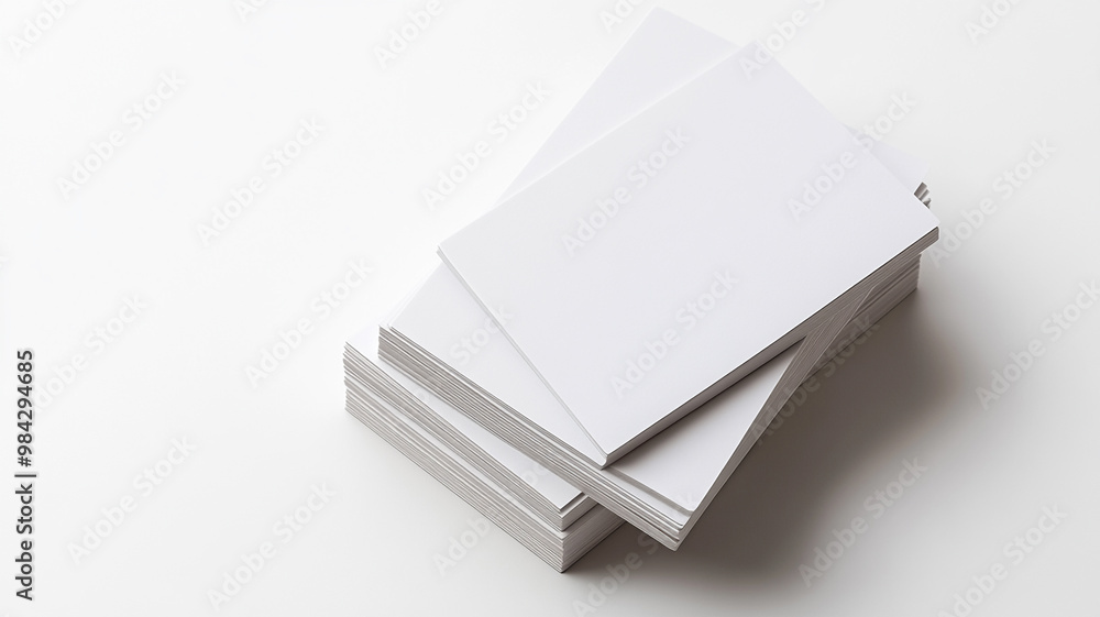 A stack of blank business cards isolated on a white background A stack of blank business cards isolated on a white background