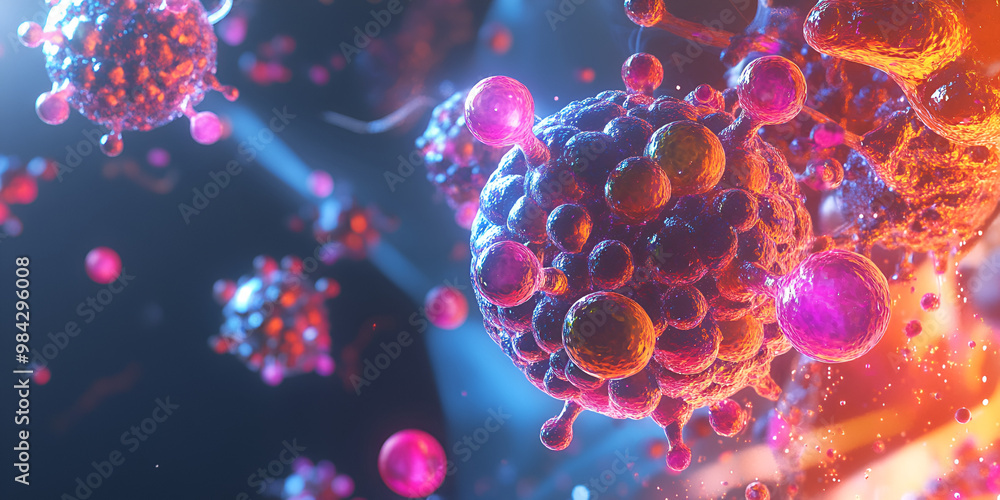 Microscopic View of Cancer Cells Highlighting Cellular Mutation and Growth
Microscopic View of Cancer Cells Highlighting Cellular Mutation and Growth