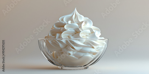 Smooth Whipped Cream in Glass Bowl photo