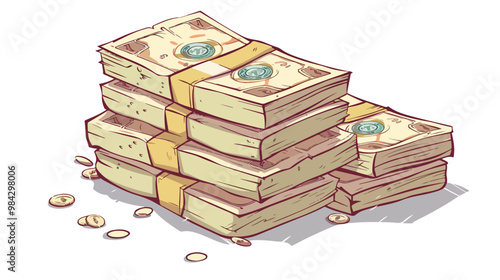 Huge Pack Money Bundle Flat Icon Bank Economy Vector