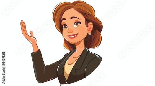 Professional Businesswoman Hand in Hand with Funny Caricature Businesswoman Flat Concept