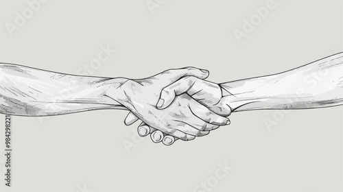Professional Handshake Sketch on Gray Background