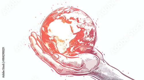 Glowing Earth Held by Human Hand - Environmental Concept