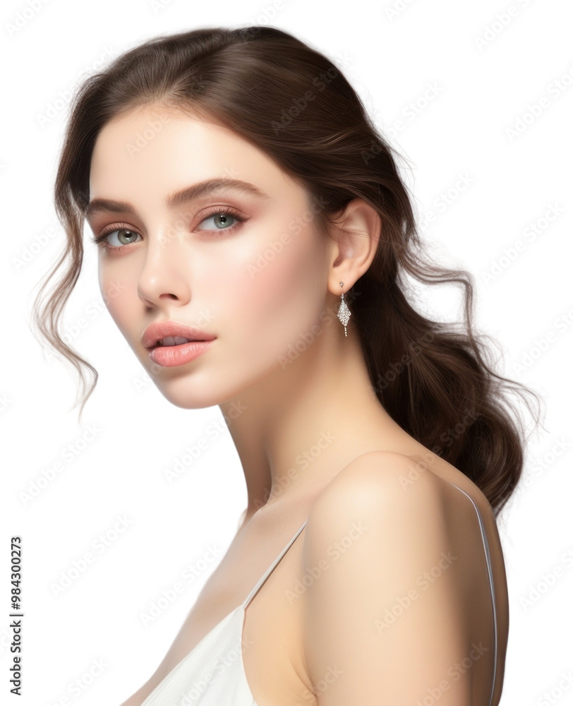 Obraz premium Earrings silver portrait adult photo.