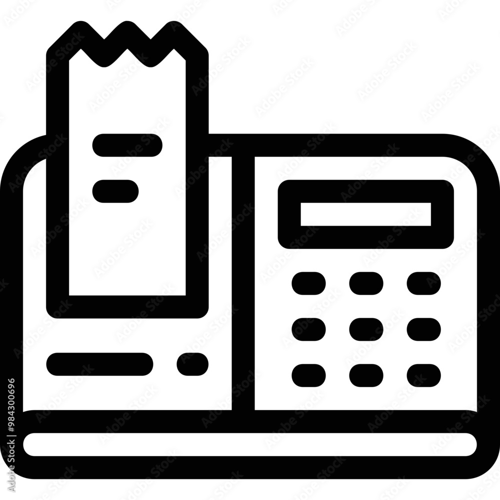 Simple vector icon cash register with receipt Simple vector icon cash register with receipt