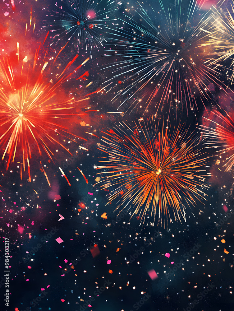 Fototapeta premium Christmas and New Year-themed graphic background