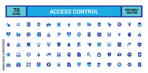 Set of colorful access control icons. Smart house icon Pack, color filled icon set for web and ui. Solid icon collection. Vector illustration.