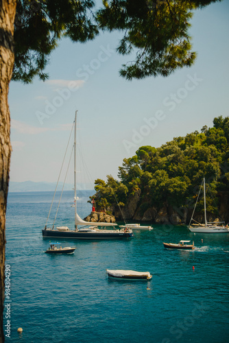 Expensive yachts in Portofino, Genoa, Liguria. The Italian coast. The Riviera. luxury vacation, business, money. Vacation, cruise
