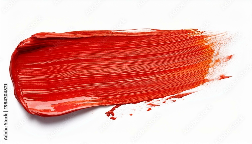 fire red oil brush stroke on white background fire red oil brush stroke on white background