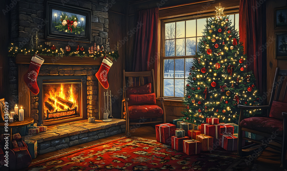 Christmas and New Year-themed graphic background Christmas and New Year-themed graphic background