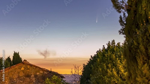 4K Timelapse of the Neowise Comet in the countryside photo