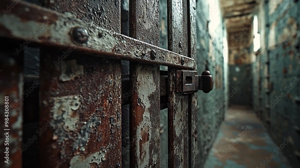 A wooden rolling door to a cell in the Eastern State Penitentionry of Philadelphia : Generative AI A wooden rolling door to a cell in the Eastern State Penitentionry of Philadelphia : Generative AI
