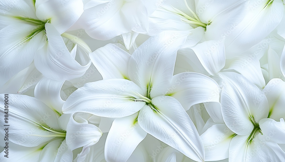 A gentle floral pattern of white lilies, with light cascading across the petals for a soft, ethereal effect. A gentle floral pattern of white lilies, with light cascading across the petals for a soft, ethereal effect.
