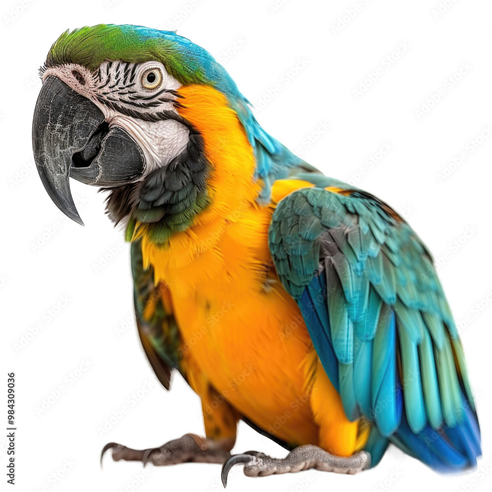 Colorful parrot sitting isolated on transparent background cutout PNG Colorful parrot sitting isolated on transparent background cutout PNG