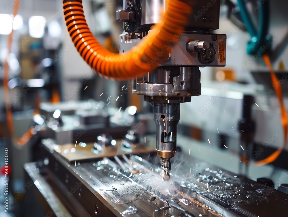 CNC machine in a custom fabrication shop CNC machine in a custom fabrication shop