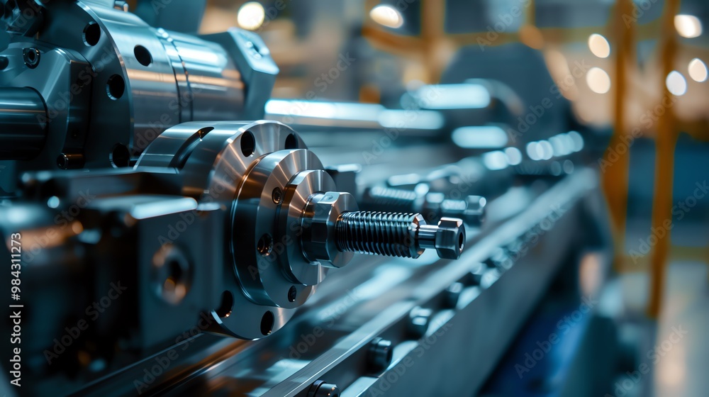 Naklejka premium CNC machine in an advanced engineering workshop