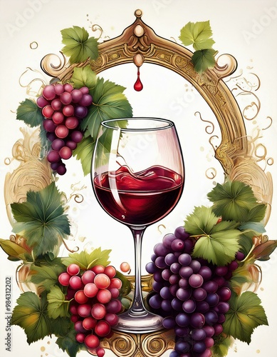 glass of wine and grapes