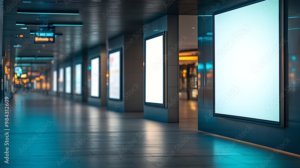 Thee empty advertising billboards on the wall of building : Generative AI Thee empty advertising billboards on the wall of building : Generative AI