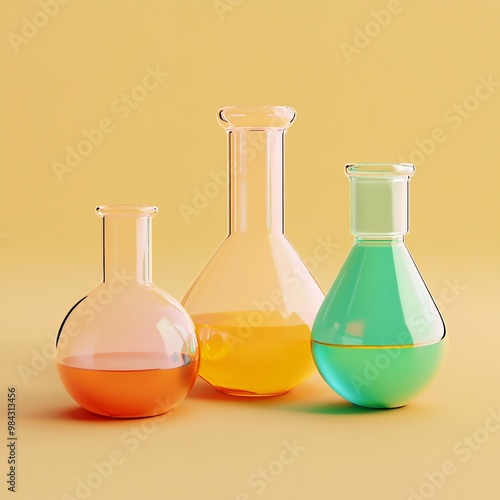 3D Chemistry Set Icon: Educational Science Kit Logo Illustration photo