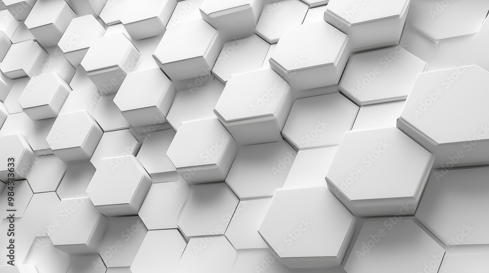 3d render of white hexagons on light grey background, futuristic abstract wallpaper with copy space for text or design 3d render of white hexagons on light grey background, futuristic abstract wallpaper with copy space for text or design